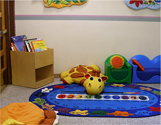 Childrens area with books and toys