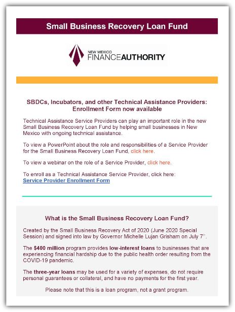Small Business Recovery Loan Fund