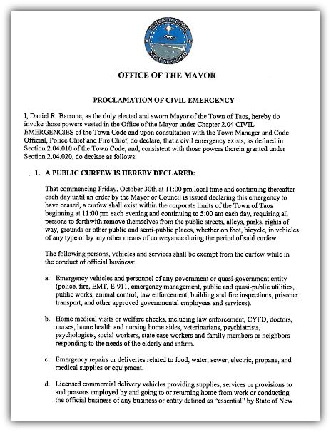 Proclamation of Civil Emergency 11-13-20_